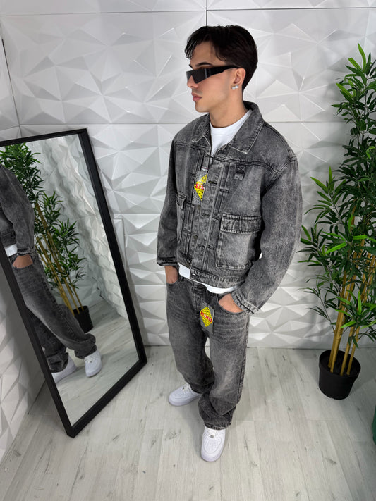 Completo in denim grigio