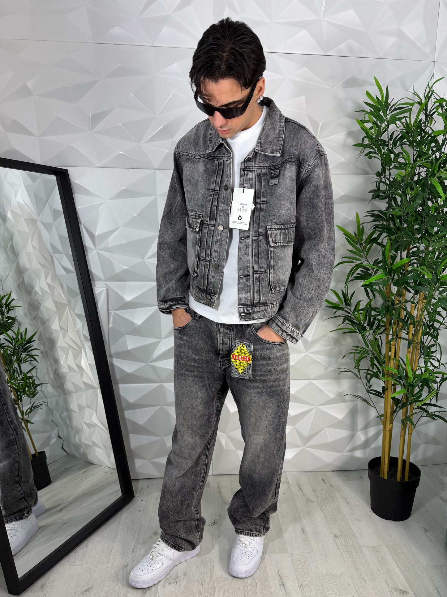 Completo in denim grigio