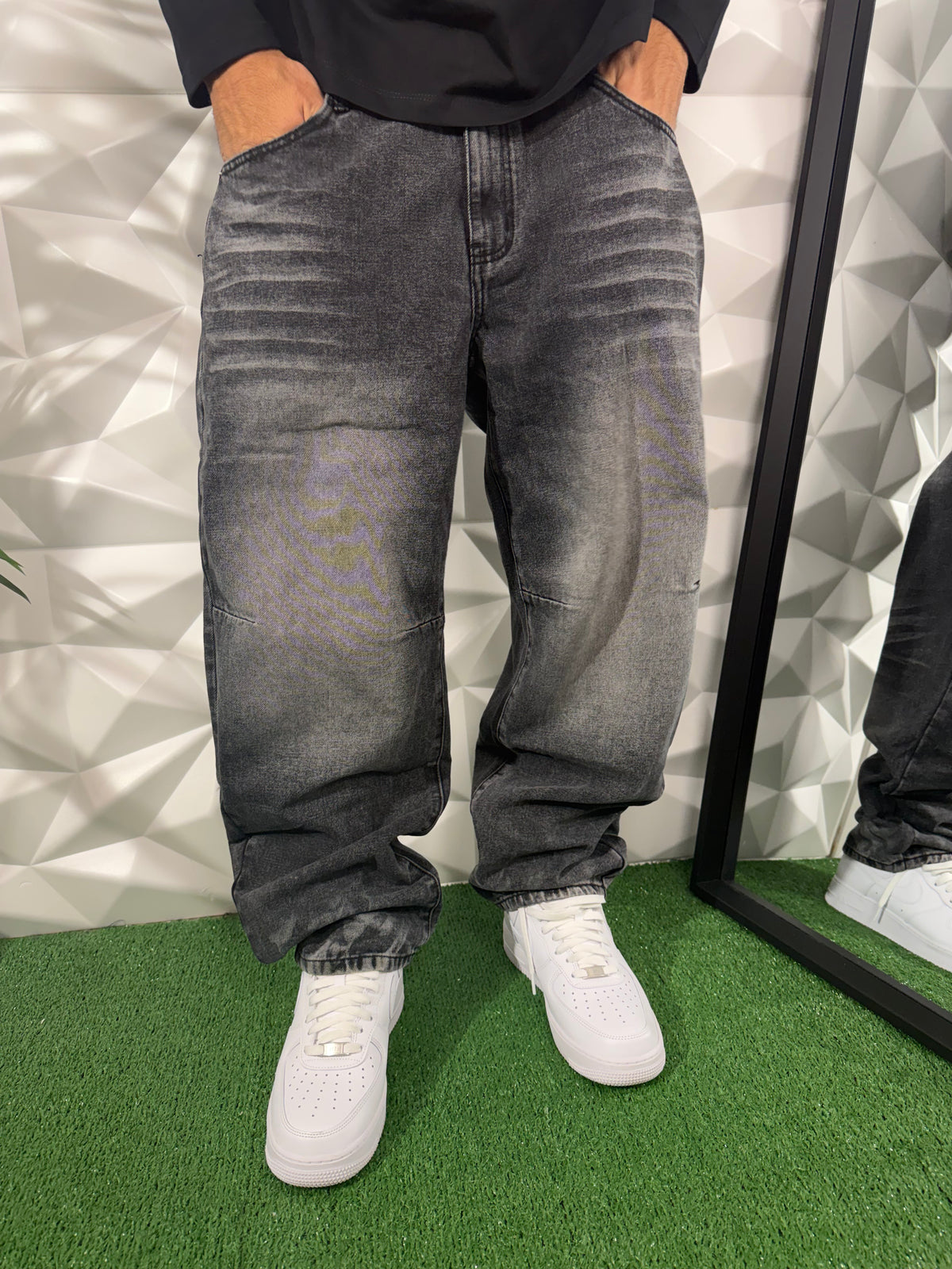 JEANS BAGGY GRIGIO