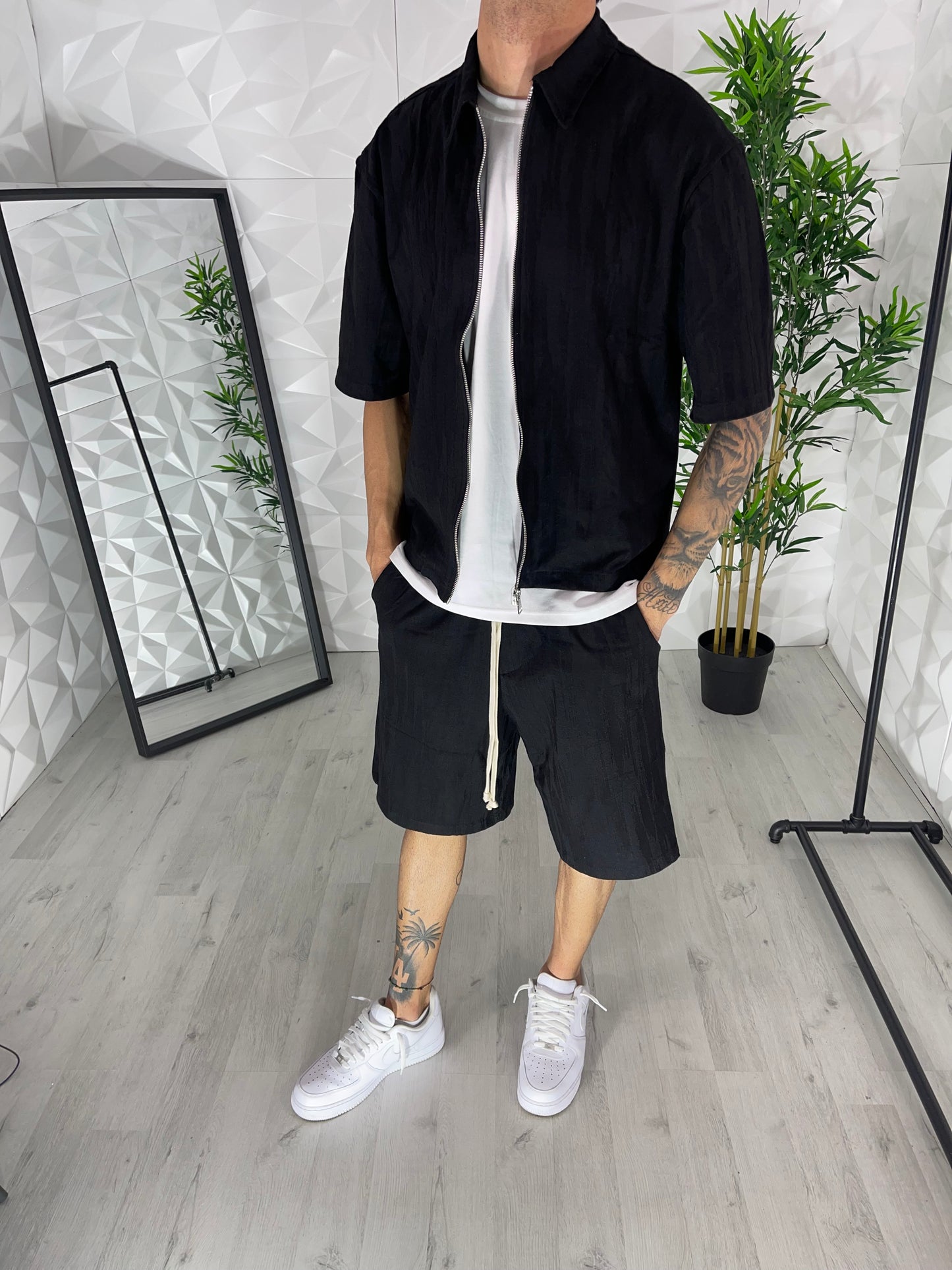 Coordinato zebrato nero
