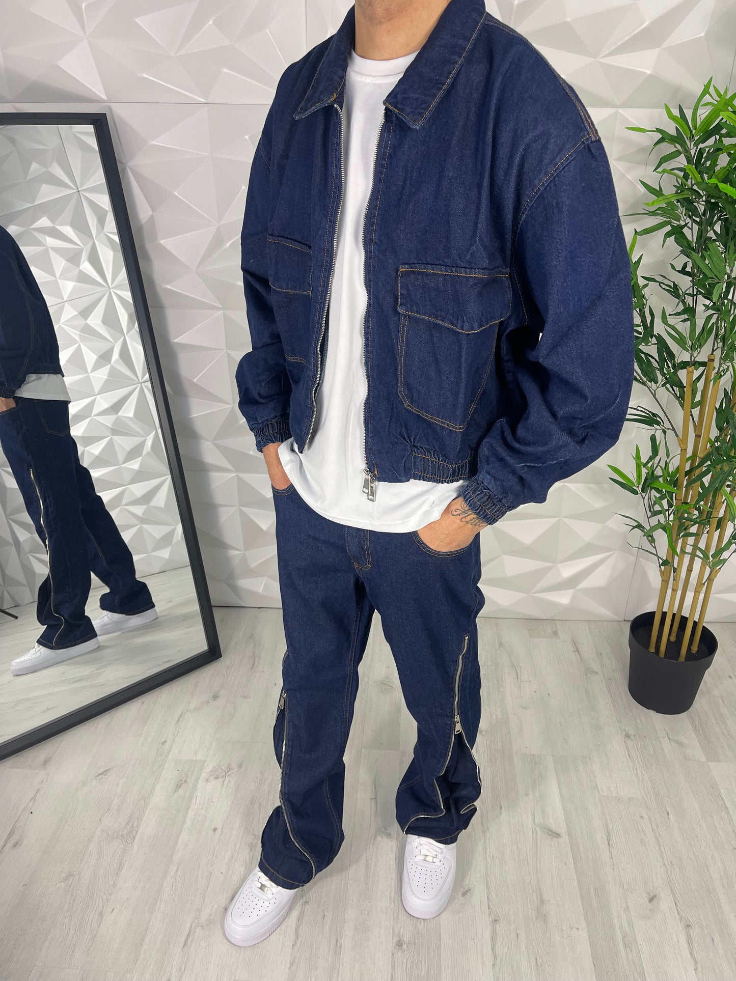 Completo jeans a cerniera